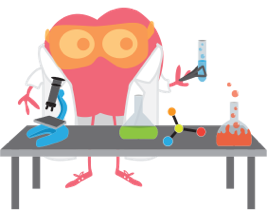 An apple in a lab coat performing scientific experiements.