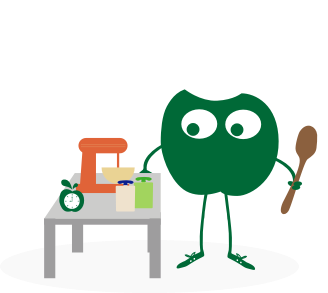 Apple in chef's hat, cooking
