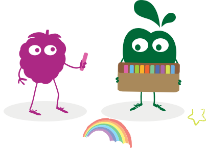 Berry and apple drawing with chalk